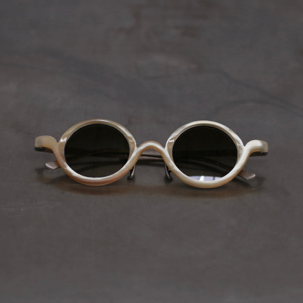 Rigards RG1061 series natural buffalo horn round frame sunglasses RG-RG1061-DLSJBL marble frame gradient green lens